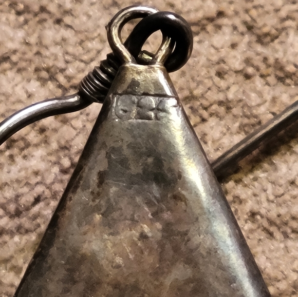 Mother of Pearl Hanging Fan Style Earrings Vintage - Picture 5 of 6